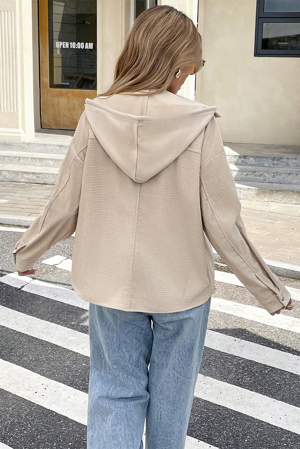 Dear-Lover Beige Knit Jacket Women's Everyday Winter Hooded Coat: Thermal & Textured Dear-Lover Dropshipping