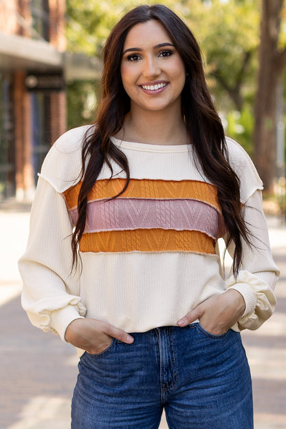 White knit drop sleeve top