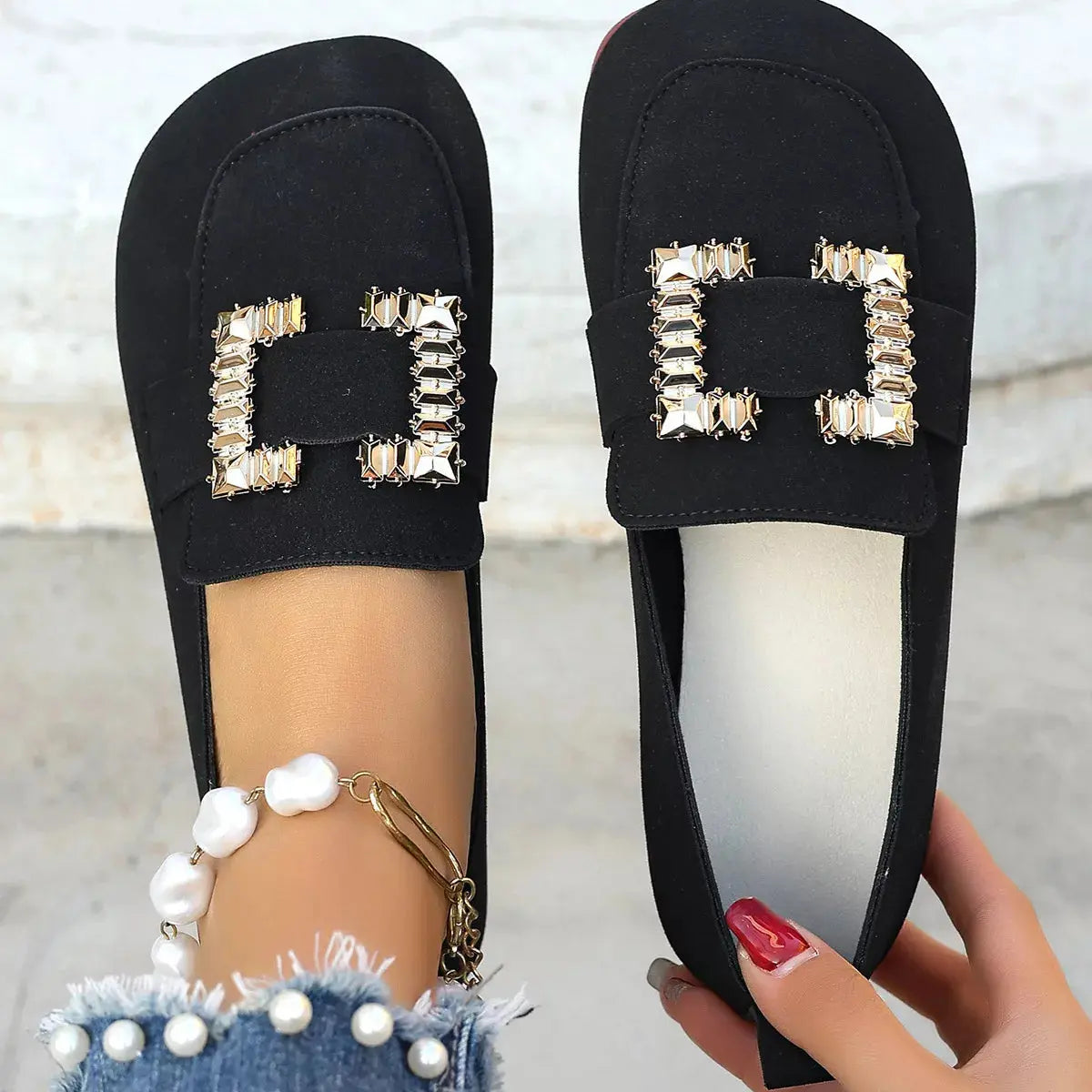 Decor Buckle Round Toe Slip-On Simply Love