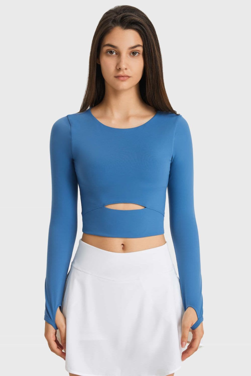 Cutout Long Sleeve Cropped Sports Top.