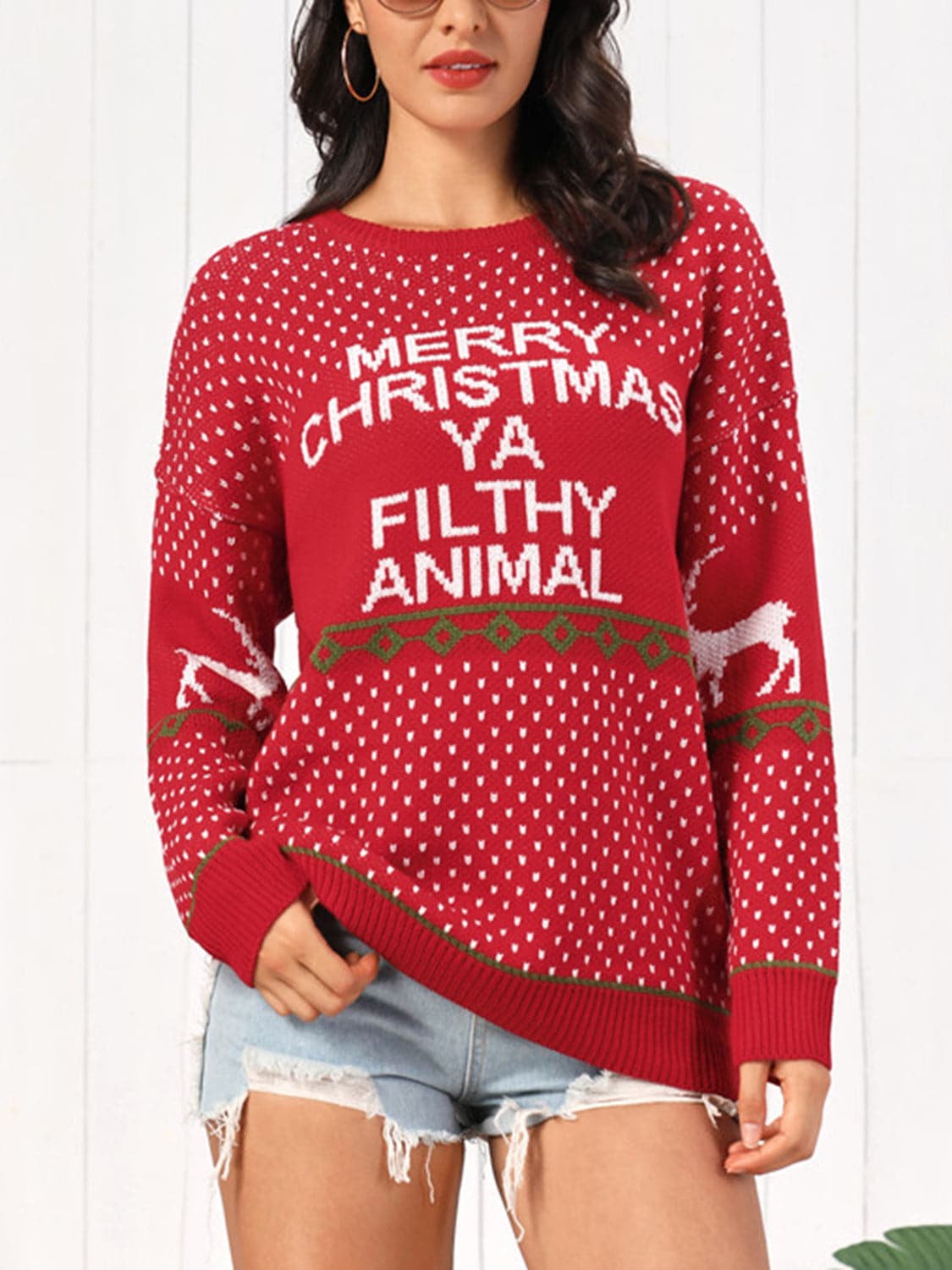 Christmas Element Round Neck Sweater.