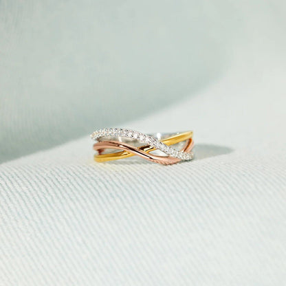 Crisscross Gold-Plated 925 Sterling Silver Ring.