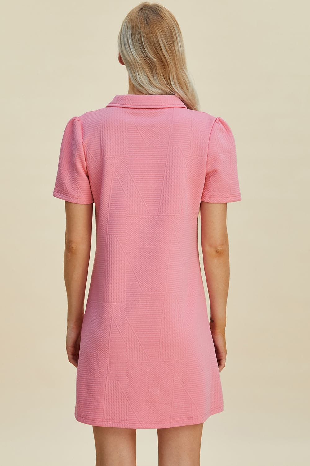 Double Take Full Size Texture Short Sleeve Dress.