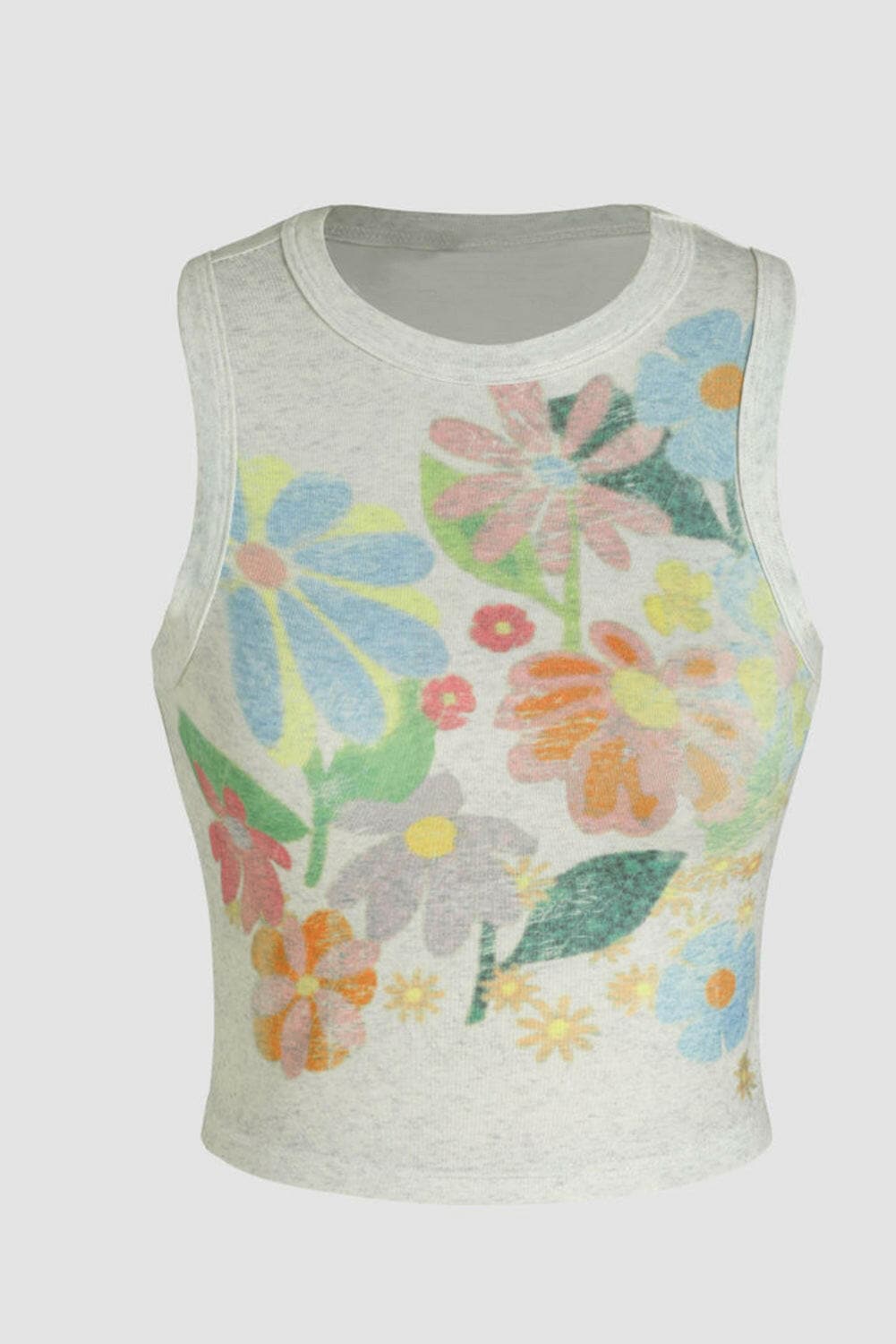 Flower Round Neck Tank.