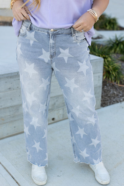 Beau blue plus size star jeans