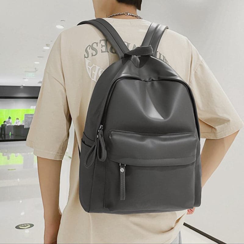 PU Leather Zip Backpack Bag.