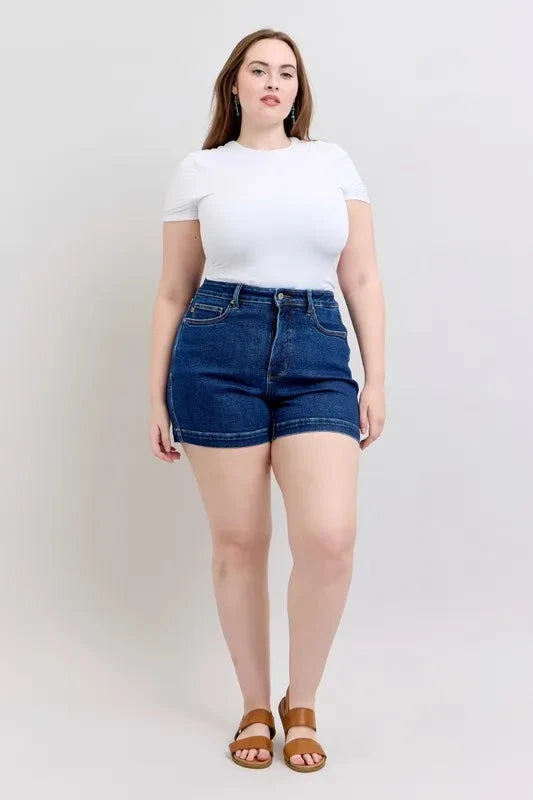 Judy Blue Full Size High Waist Tummy Control Denim Shorts Plus Size Coco’s Tee Boutique