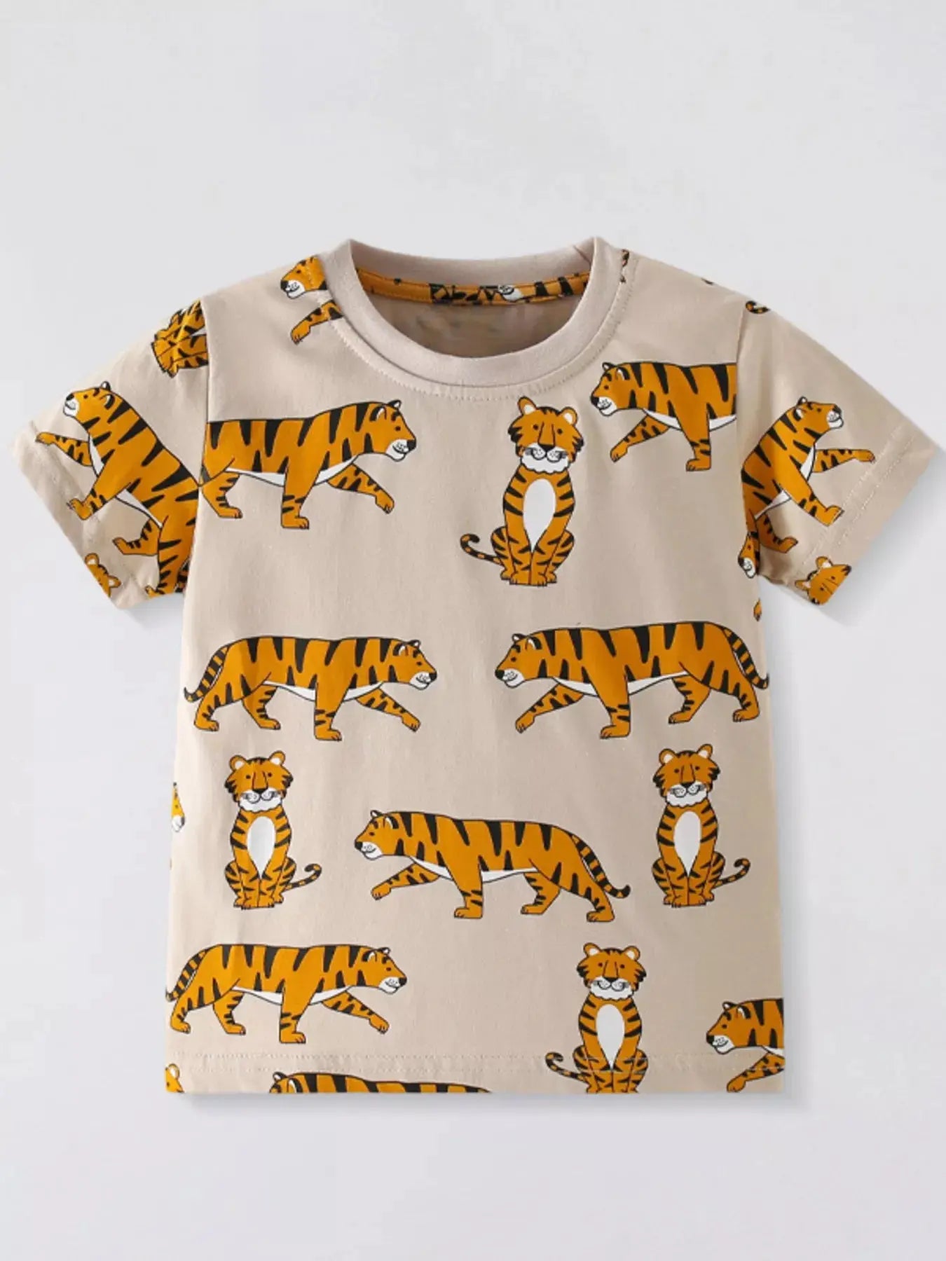 Children's Tiger Print Crew Neck Short Sleeve T-Shirt Simply Love