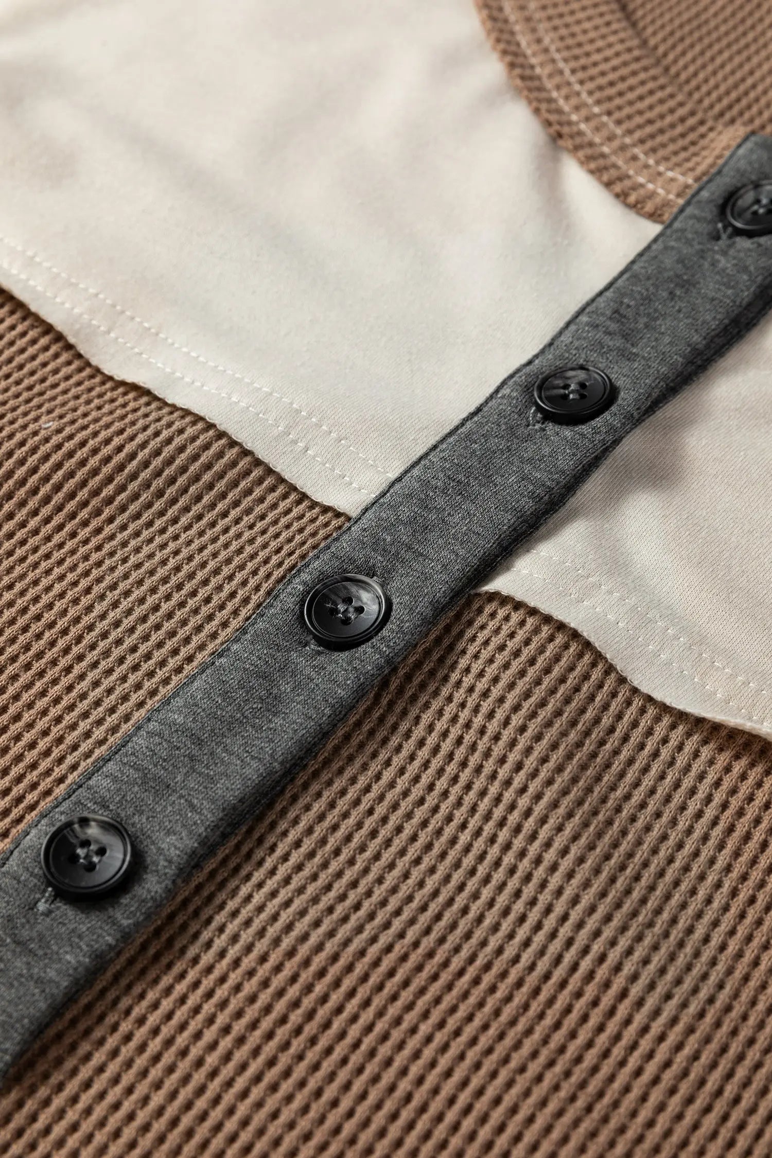 Jet Stream Waffle Patchwork Colorblock Plus Size Knit Jumper With Half Button Dear-Lover Dropshipping