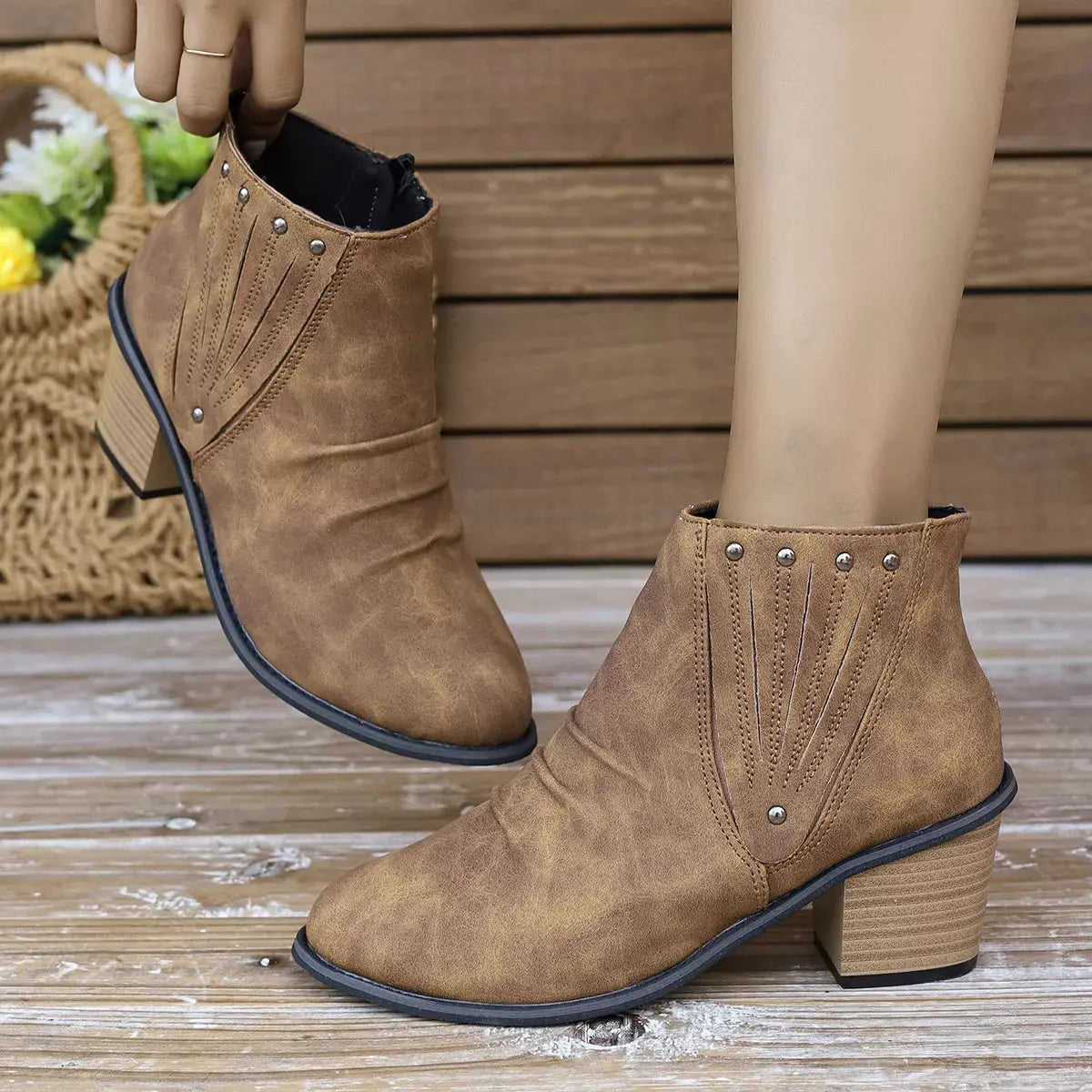 Point Toe Block Heels Boots Simply Love