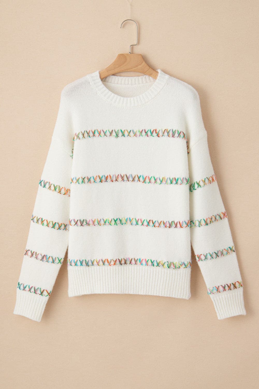 Round Neck Long Sleeve Sweater.