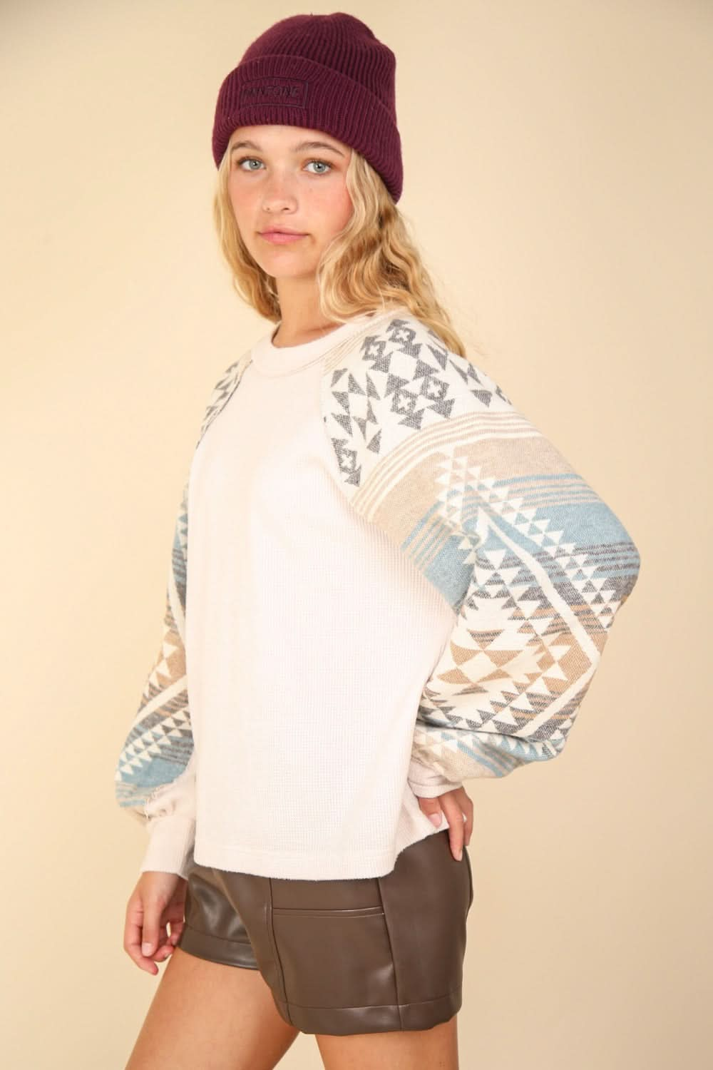 Very J printed knit top - long sleeve