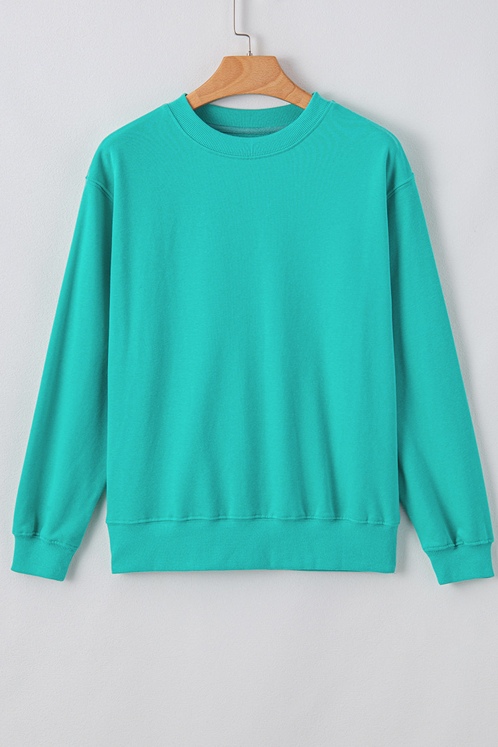 Aruba blue cozy drop shoulder pullover sweatshirt