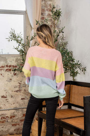 Colorful comfort: Sew In Love round neck sweater with dropped shoulders