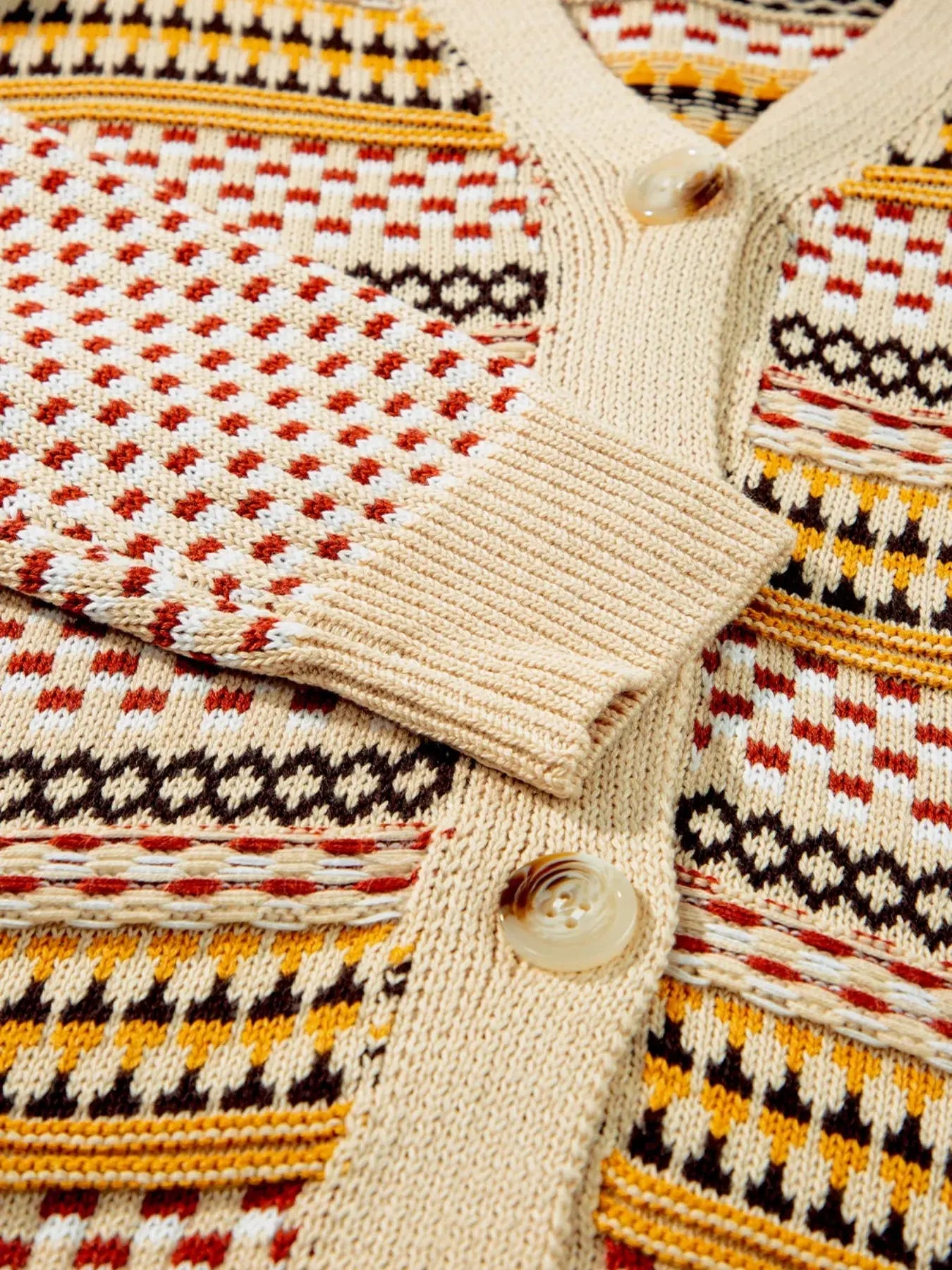 Vintage Patterned Button-Down Cardigan Simply Love