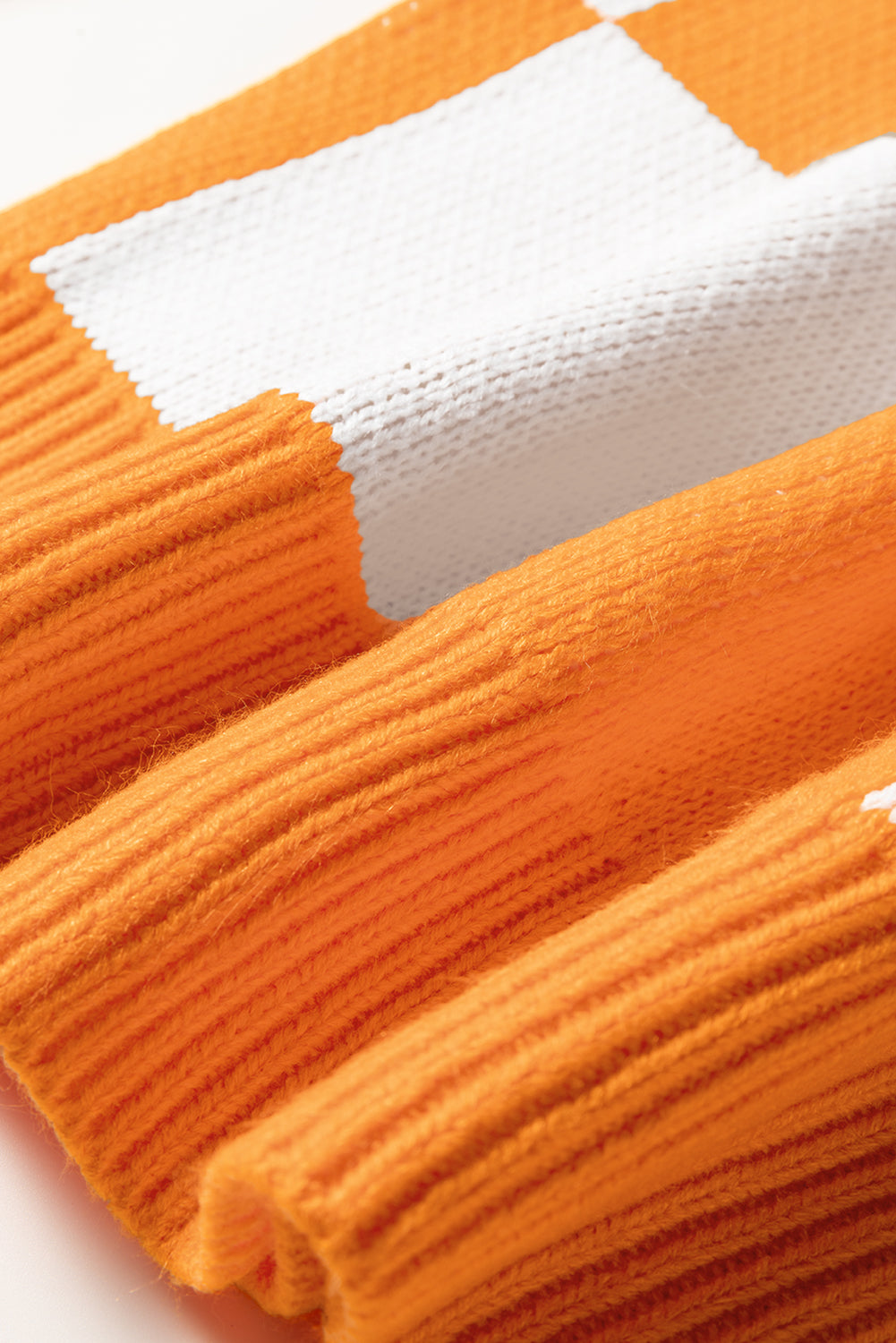 Grapefruit Orange Checkered Polo Collar Loose Sweater Dear-Lover Dropshipping