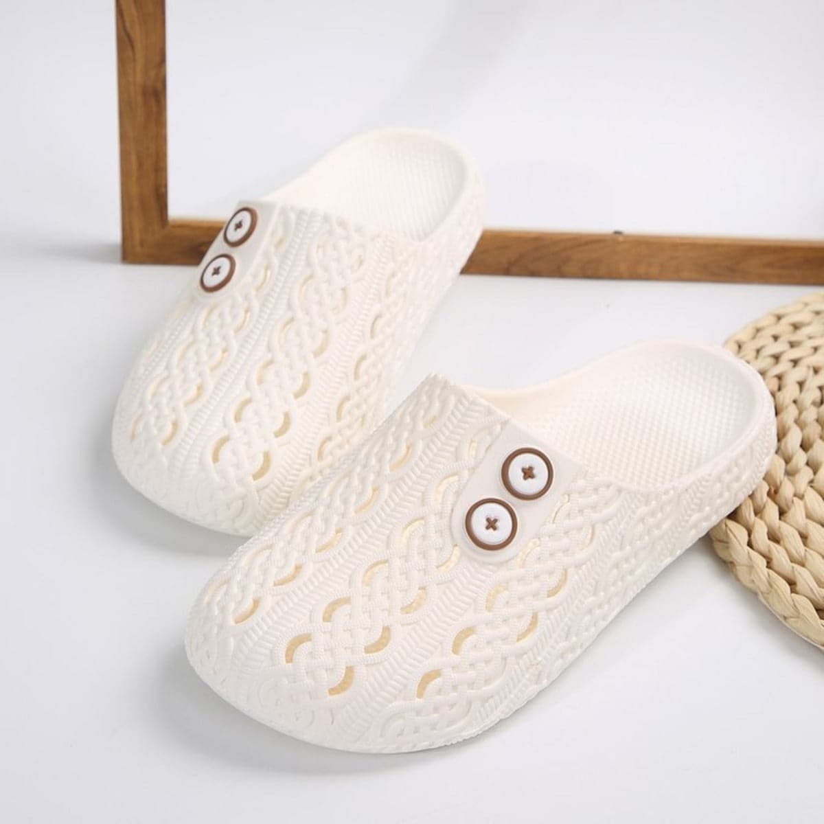 Stylish Round Toe PVC Flat Slides for Effortless Comfort