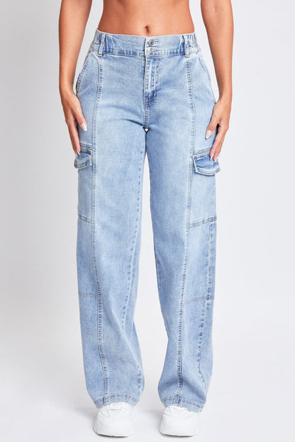 YMI Jeanswear High-Rise Straight Cargo Jeans.