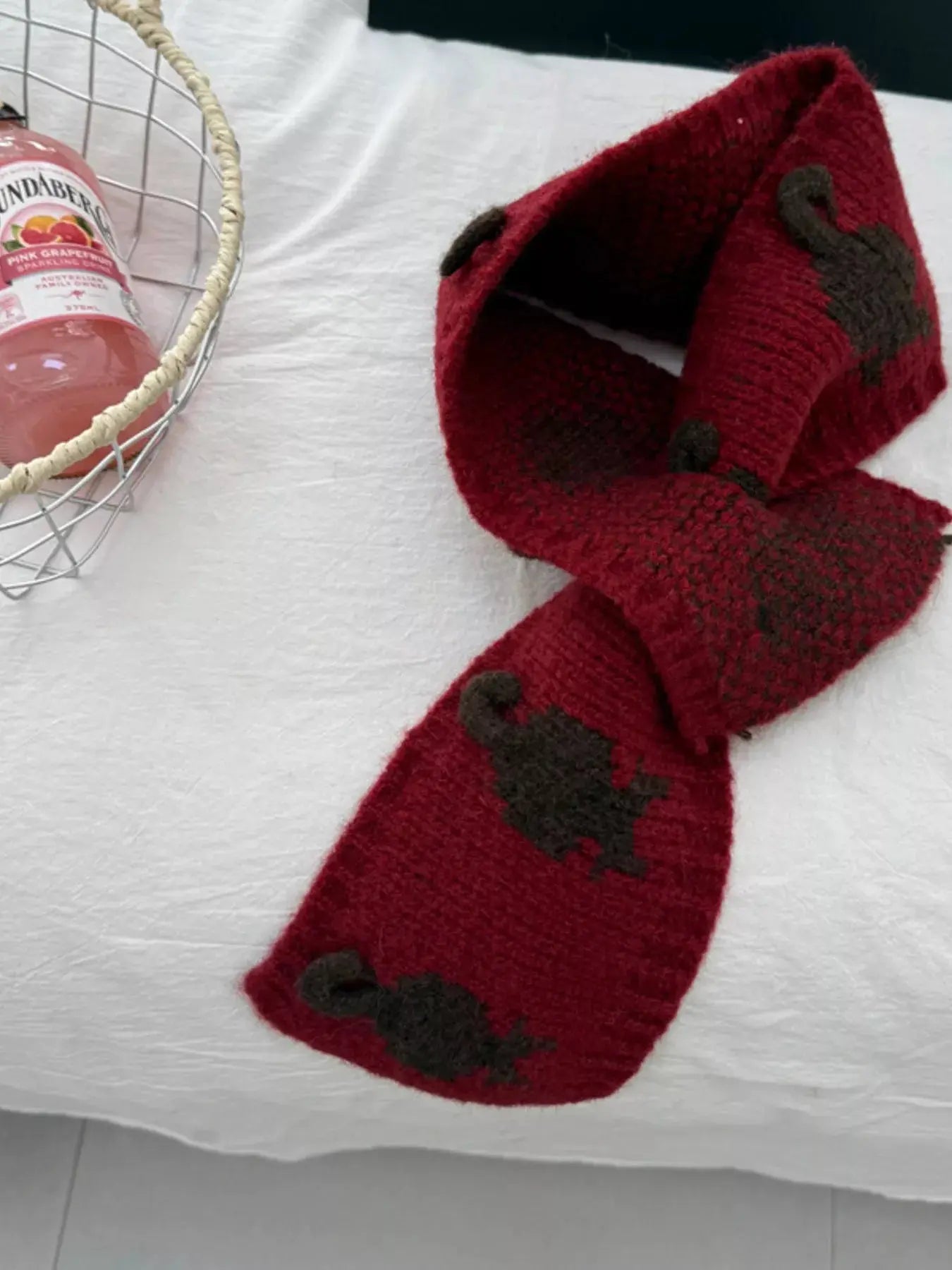 Knitted Contrast Pattern Warm Scarf Simply Love
