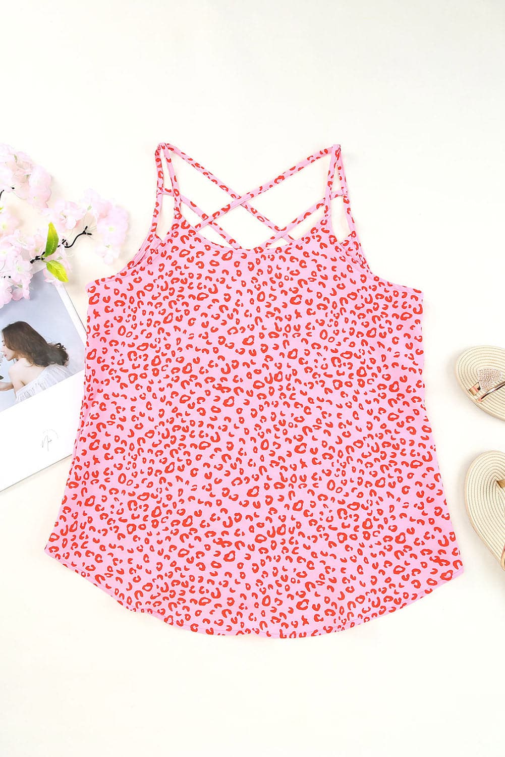 Cutout Leopard Round Neck Tank.