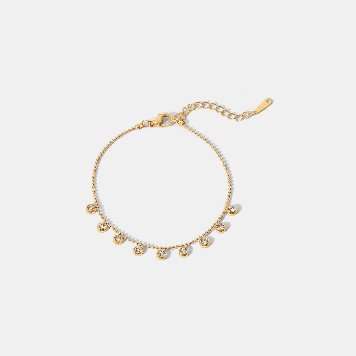 Zircon 18K Gold-Plated Stainless Steel Bracelet.