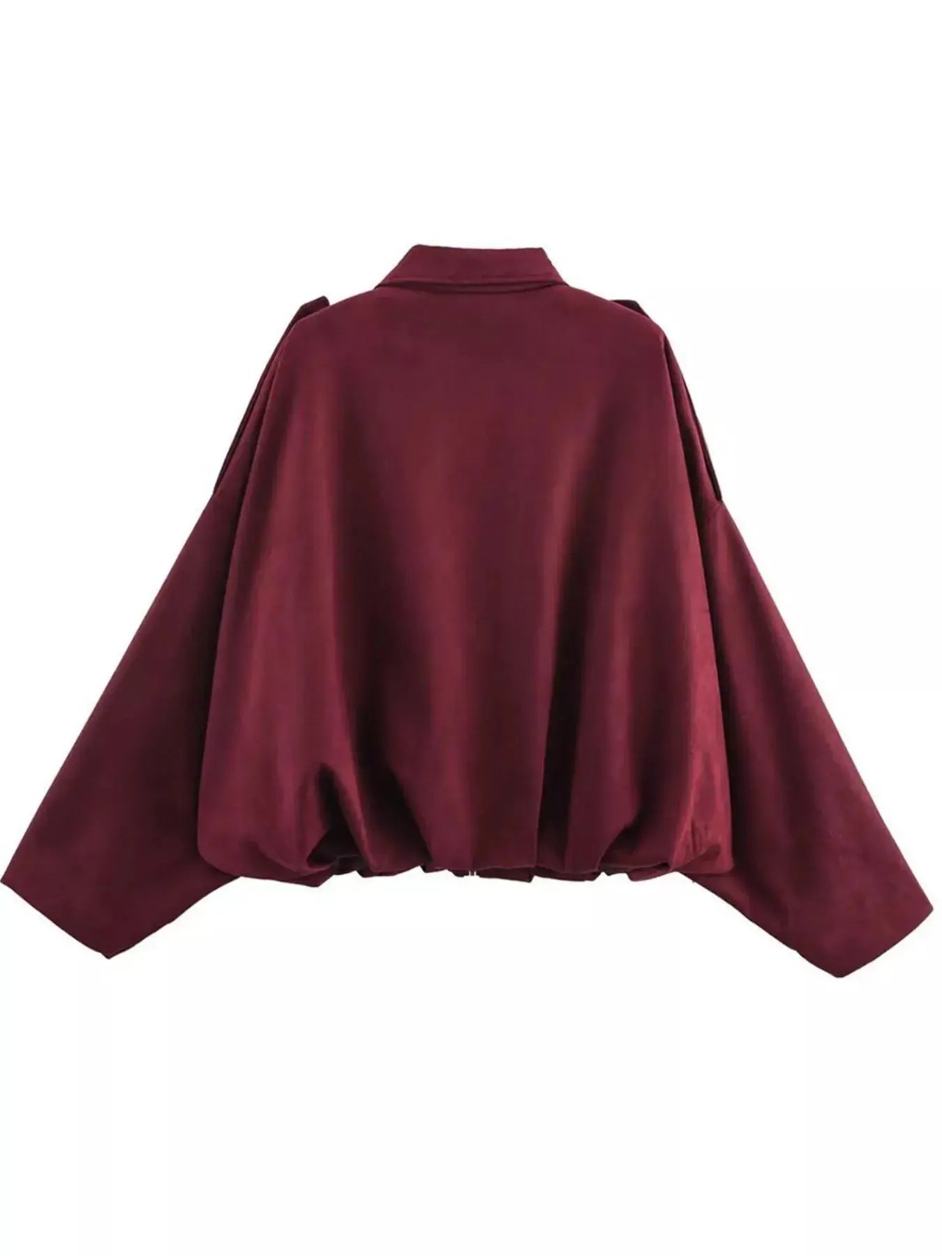Collared Neck Dropped Shoulder Jacket Simply Love