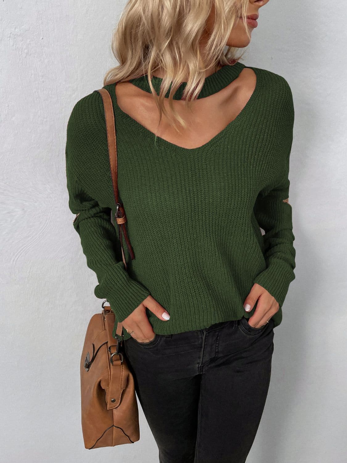 Cutout Zip Detail Sweater.