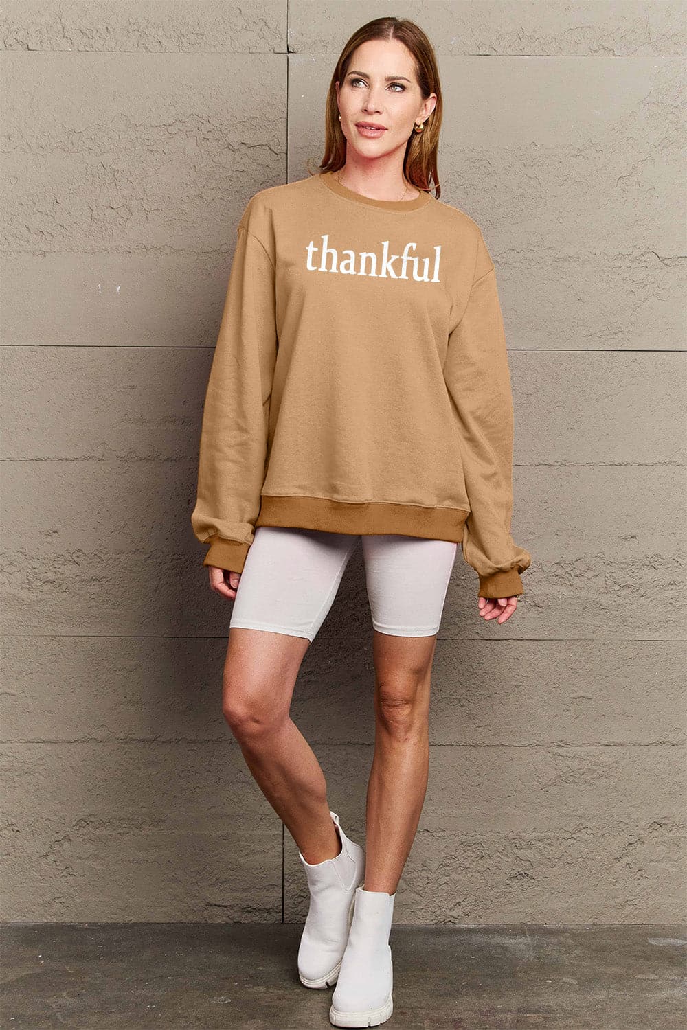 Simply Love Full Size THANKFUL Graphic Sweatshirt.