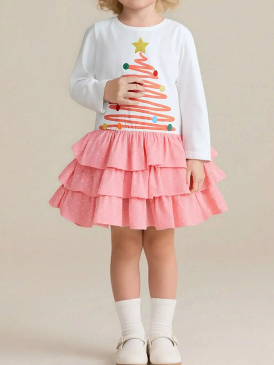 Children's Christmas Tree Ruffle Layered Dress Simply Love