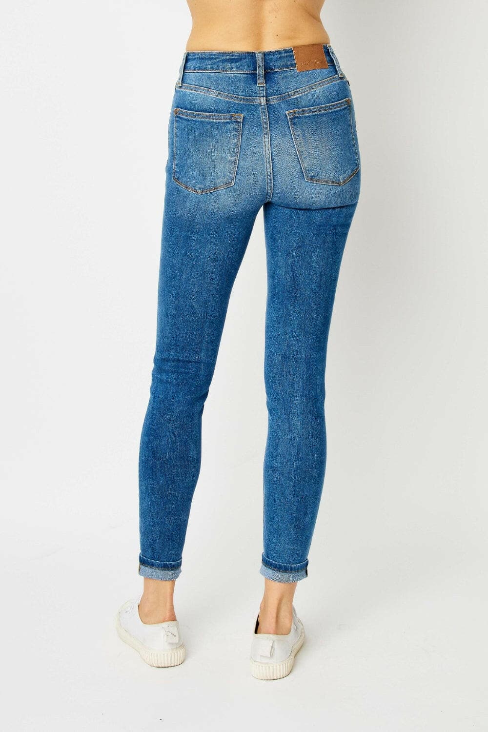 Judy Blue Full Size Cuffed Hem Low Waist Skinny Jeans.