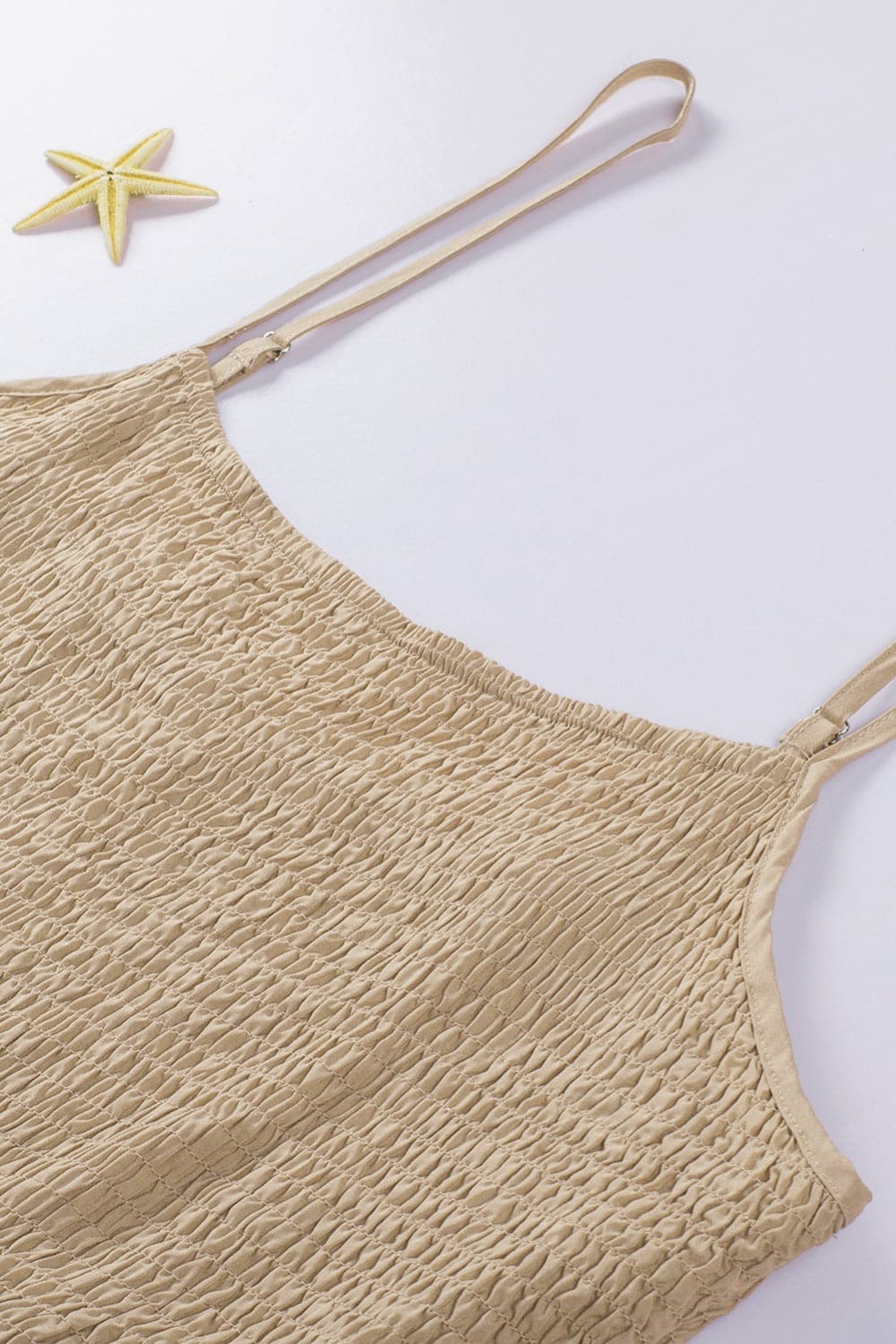 Smocked Square Neck Spaghetti Strap Cami.