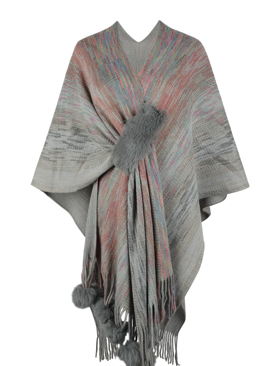 Heathered Fringe Hem Poncho.