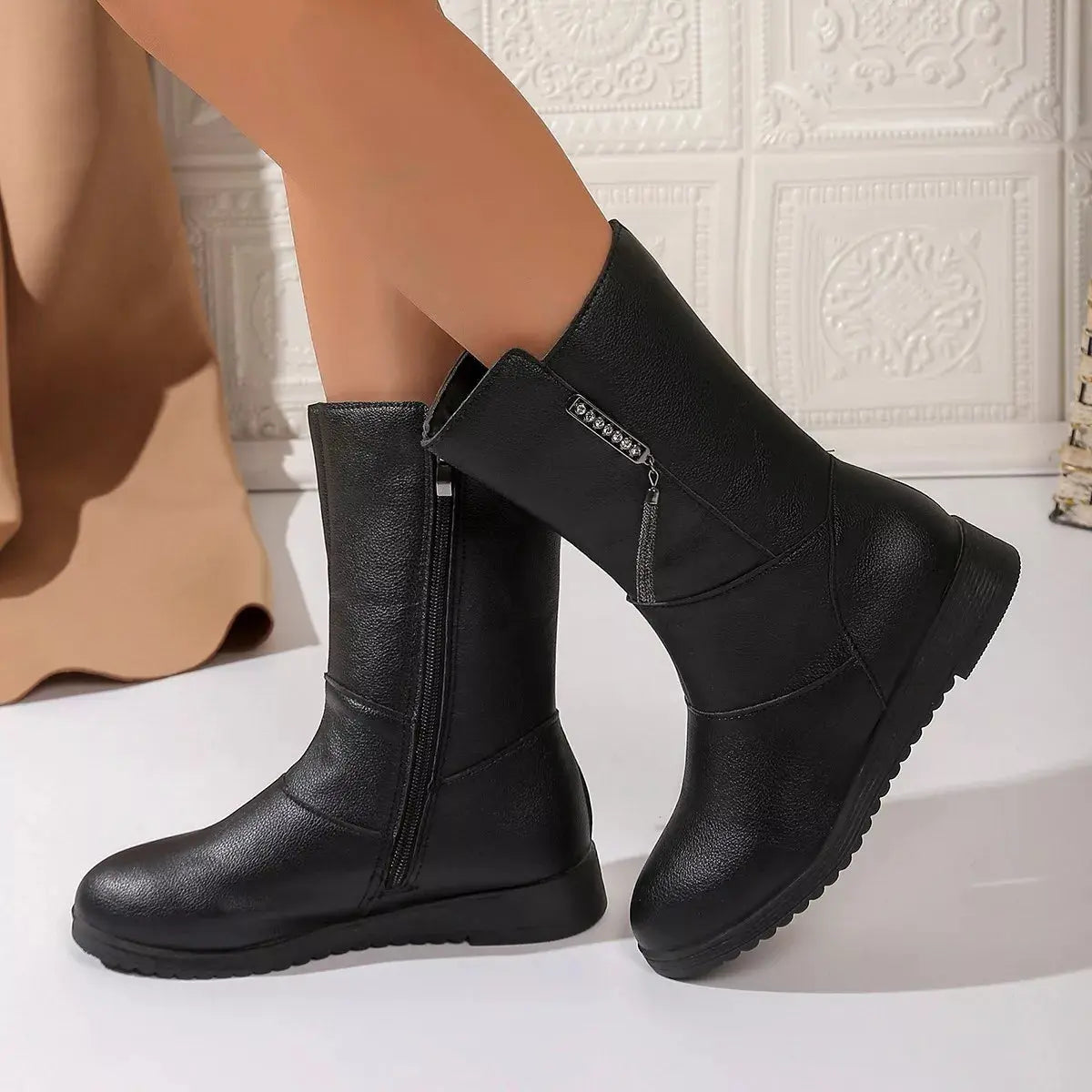 Round Toe Side Zip Boots Simply Love