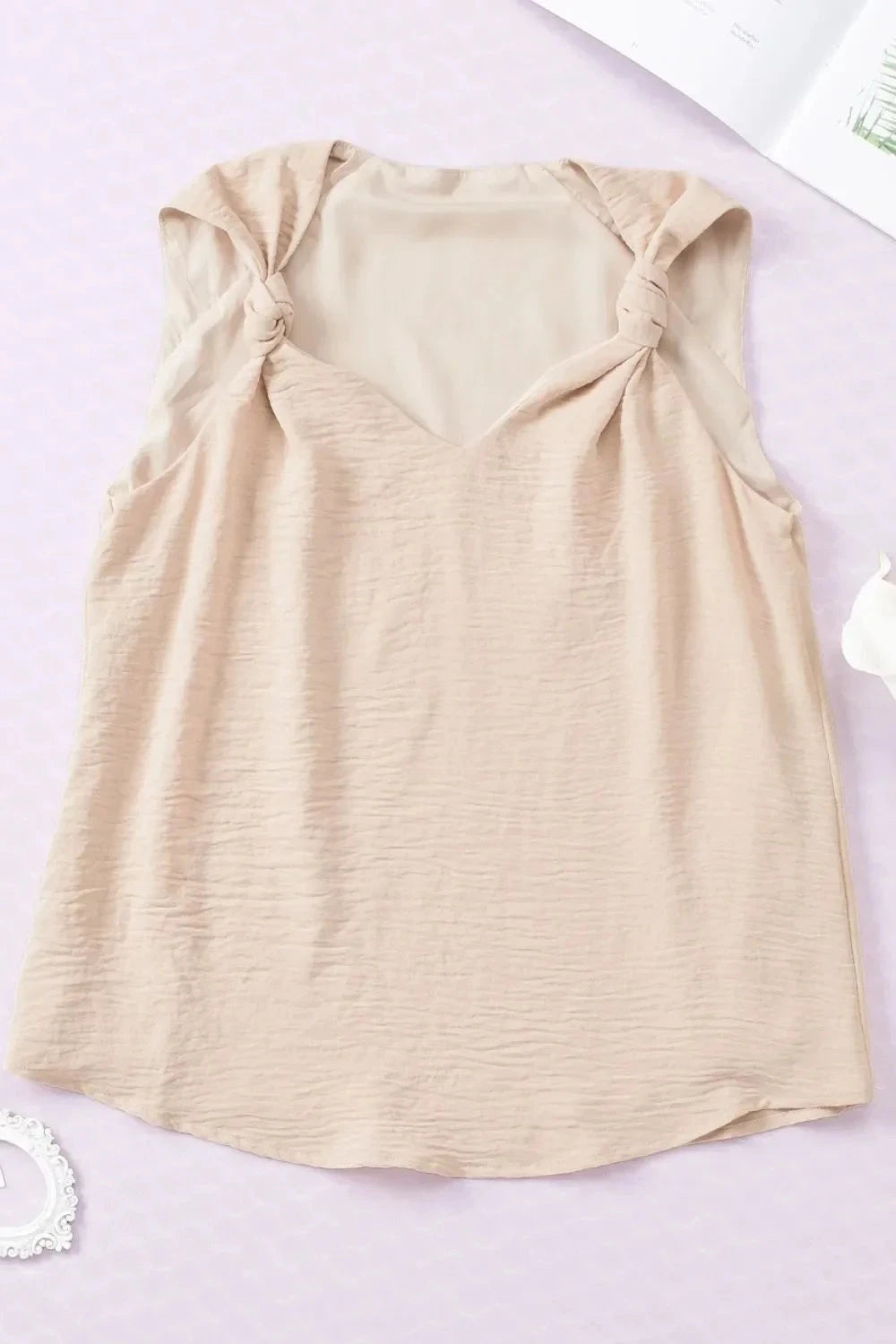 V Neck Knotted Shoulder Vest Simply Love