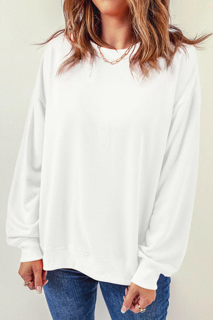 Round Neck Dropped Shoulder Sweatshirt.