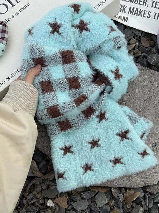 Star Plaid Plush Scarf Simply Love