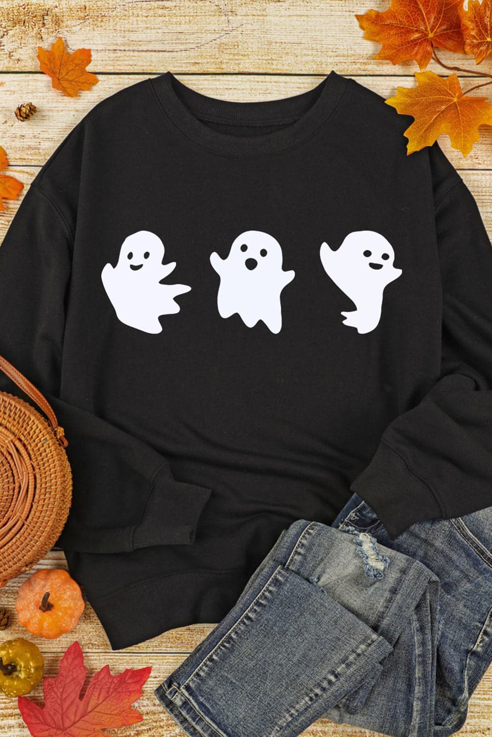 Ghost Round Neck Long Sleeve Sweatshirt.