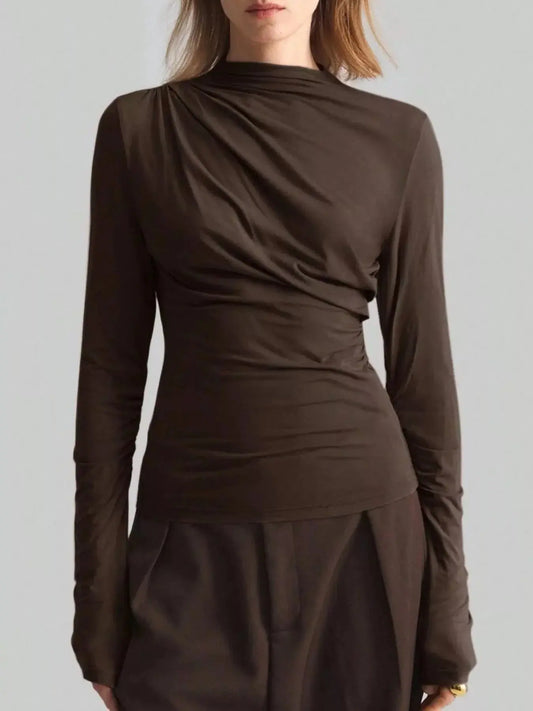 Elegant Drape Front Long Sleeve T-Shirt Simply Love