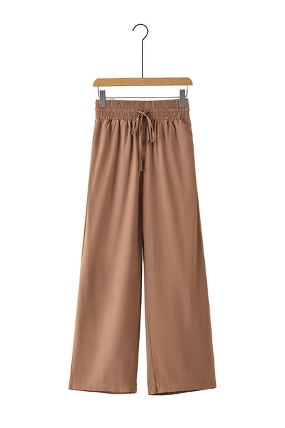 Chic brown wide leg pants with pockets