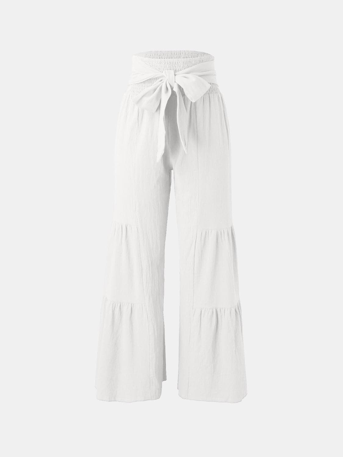 Tied Ruched Wide Leg Pants.