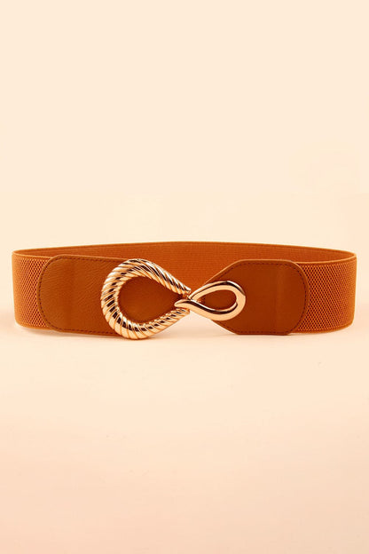 Ribbed Alloy Buckle Elastic Belt.