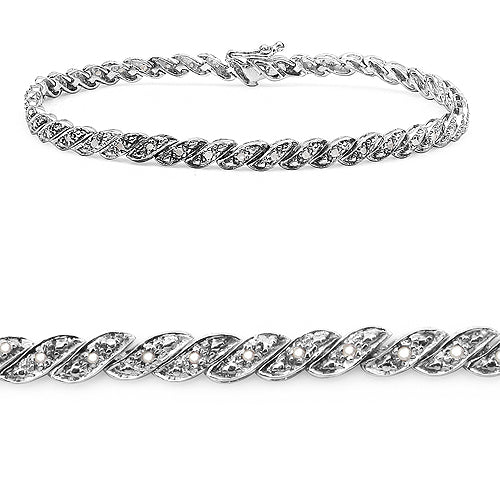 0.27 Carat Genuine White Diamond .925 Sterling Silver Bracelet