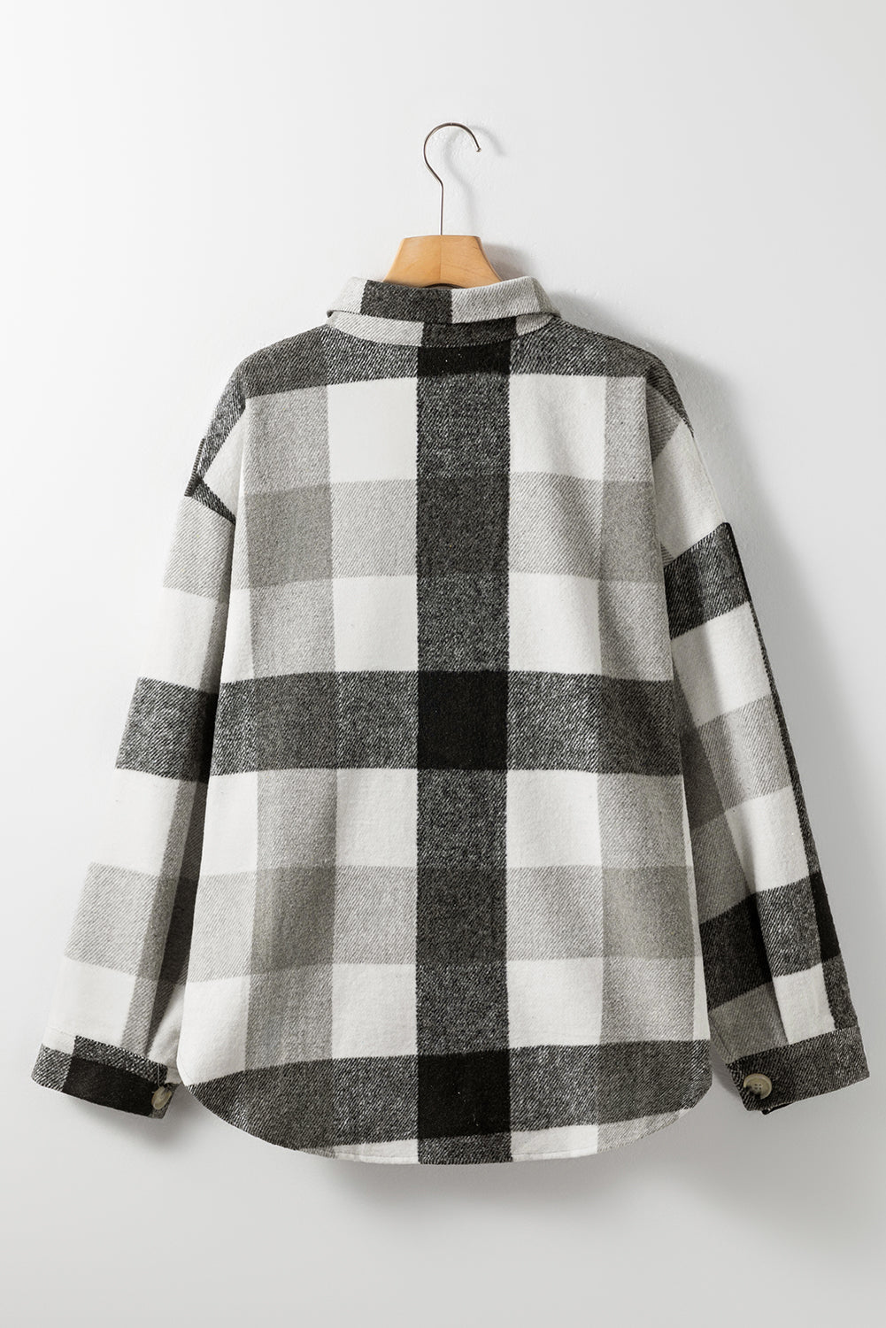 Chic gray checkered plus size shacket for winter warmth