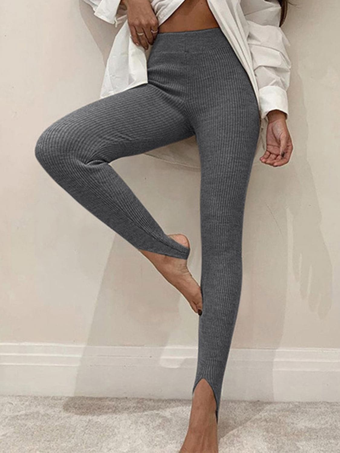 Ribbed Mid Waist Leggings.