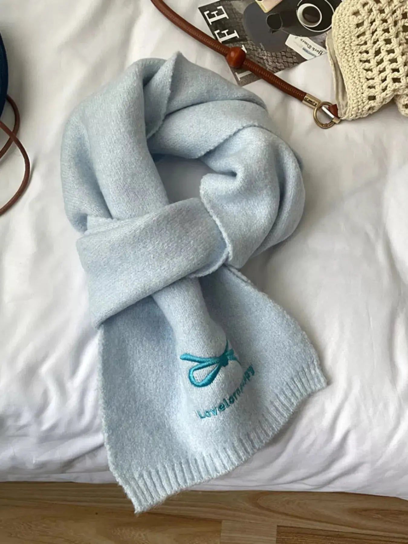Embroidered Bowknot Scarf Simply Love