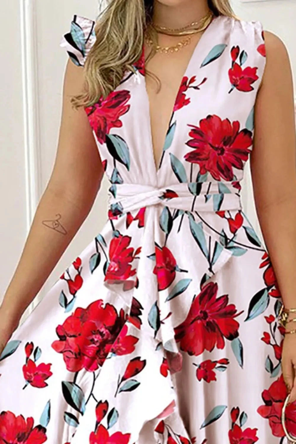 Ruffled Plunge Maxi Dress – Bold & Beautiful Edition Coco’s Tee Boutique