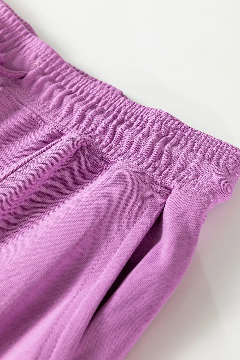 Lilac Drawstring Waist Patchwork Solid Color Jogger Pants Love Salve