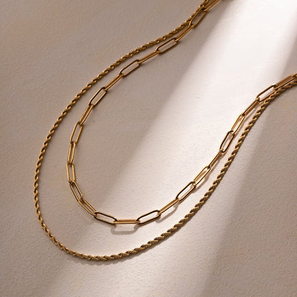 18K Gold-Plated Double Layered Necklace.