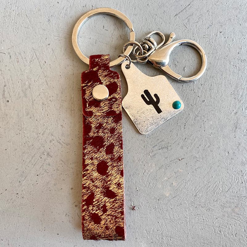 Genuine Leather Alloy Keychain.