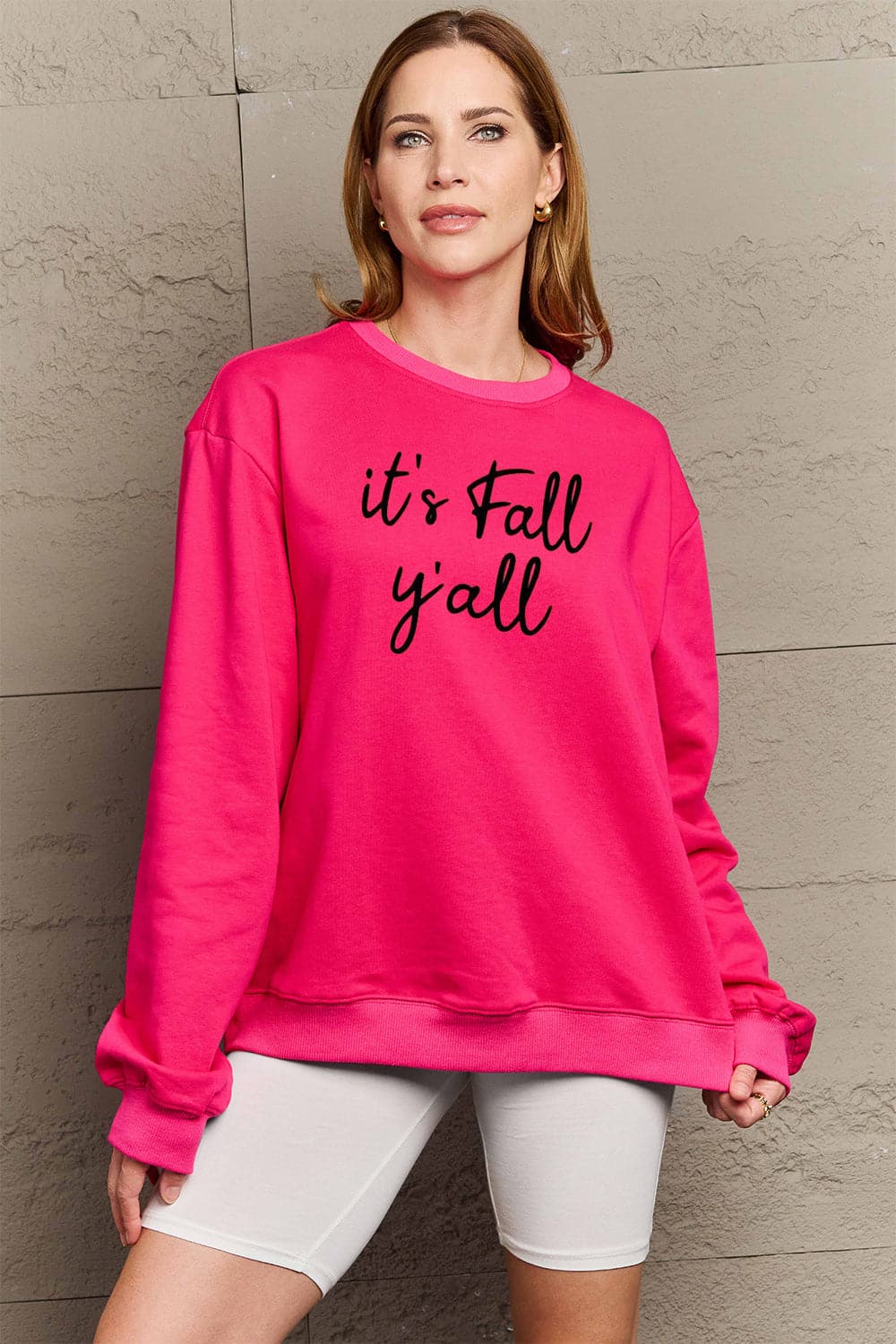 Simply Love Full Size IT'S FALL Y'ALL Graphic Sweatshirt.